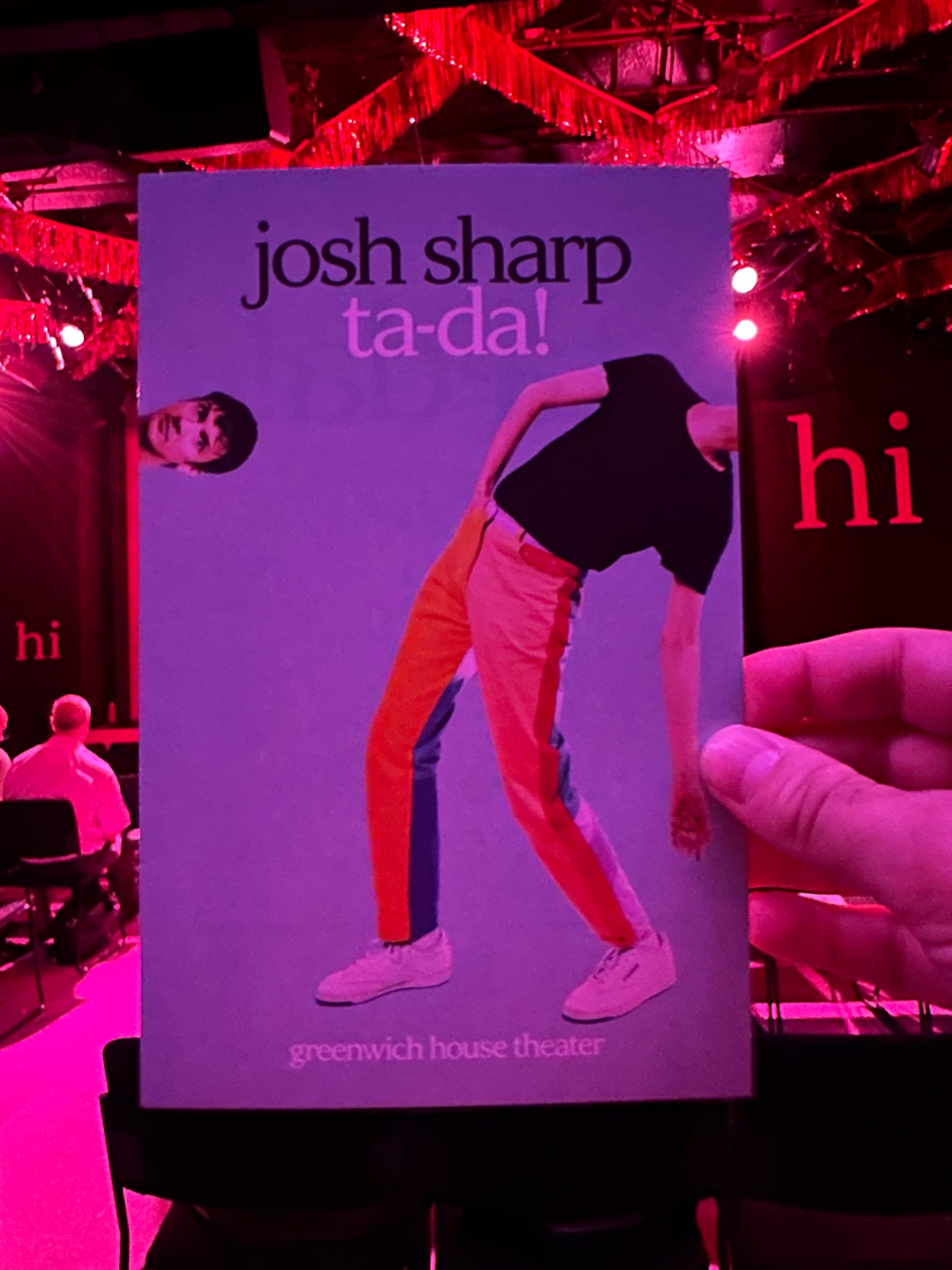 The playbill for Josh Sharp's ta-da! at the greenwich house theater.