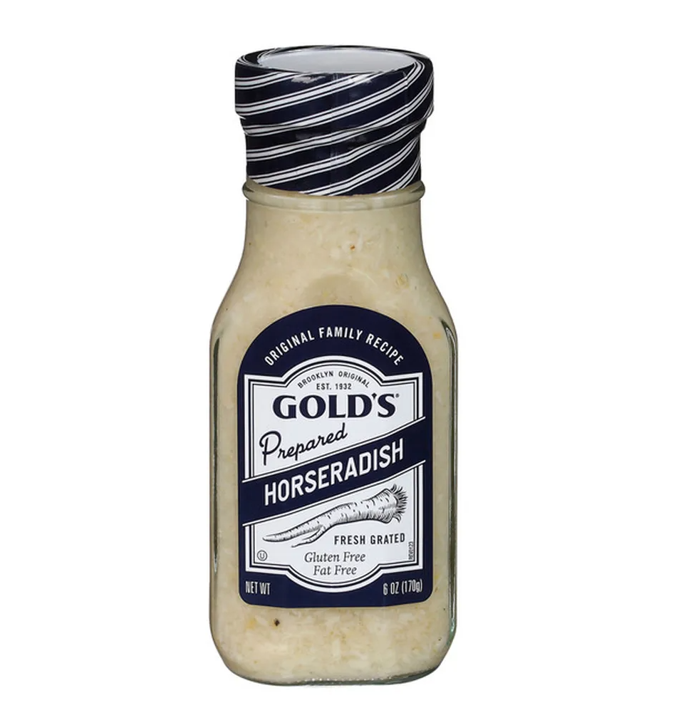 A bottle of Gold's Prepared Horseradish.