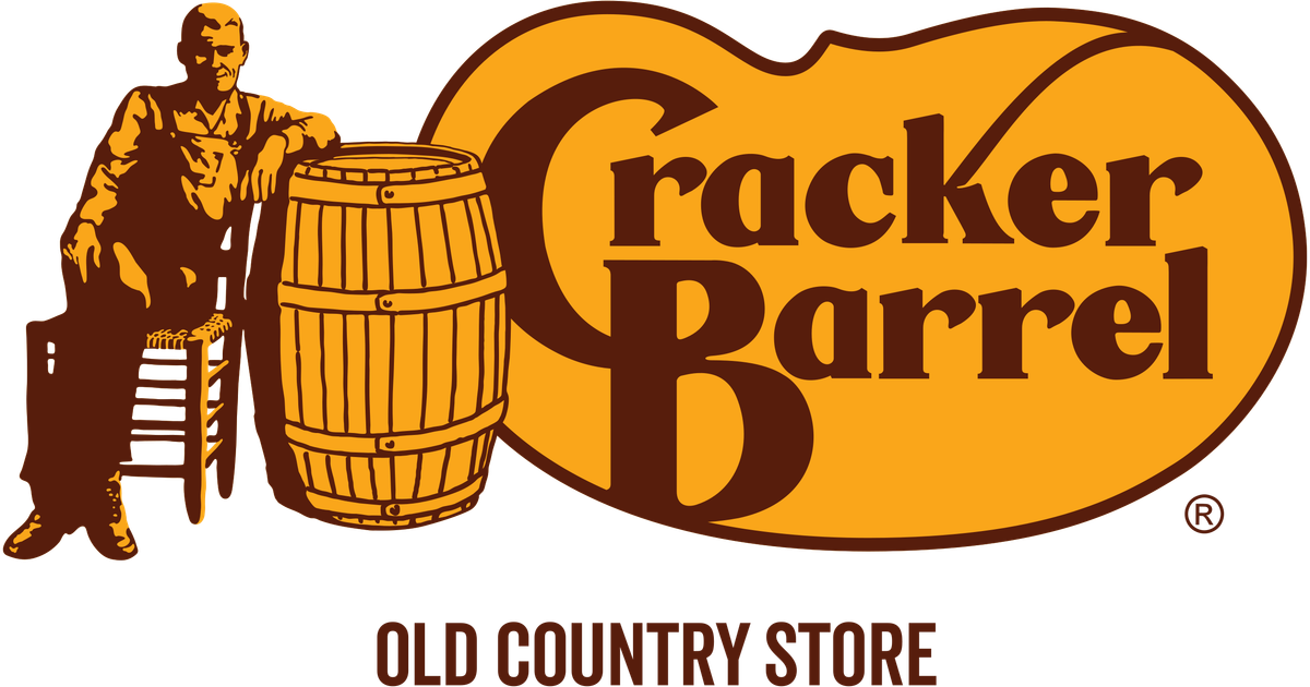 The old Cracker Barrel logo, complete with unexplained man sitting beside the titular barrel.